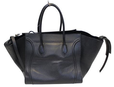 celine luggage tote black pebbled leather|celine large phantom luggage tote.